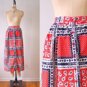 vintage bandana skirt | vintage 1970s bandana maxi